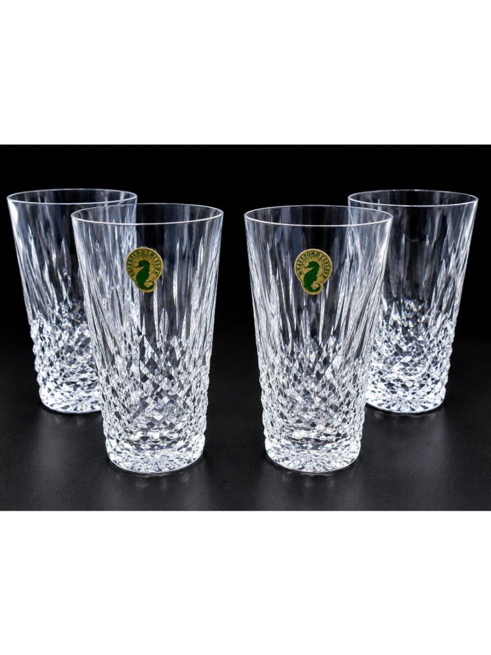 Set of 4 WATERFORD CRYSTAL Lismore 8 oz Flat-Bottom Highball Cocktail Tumblers